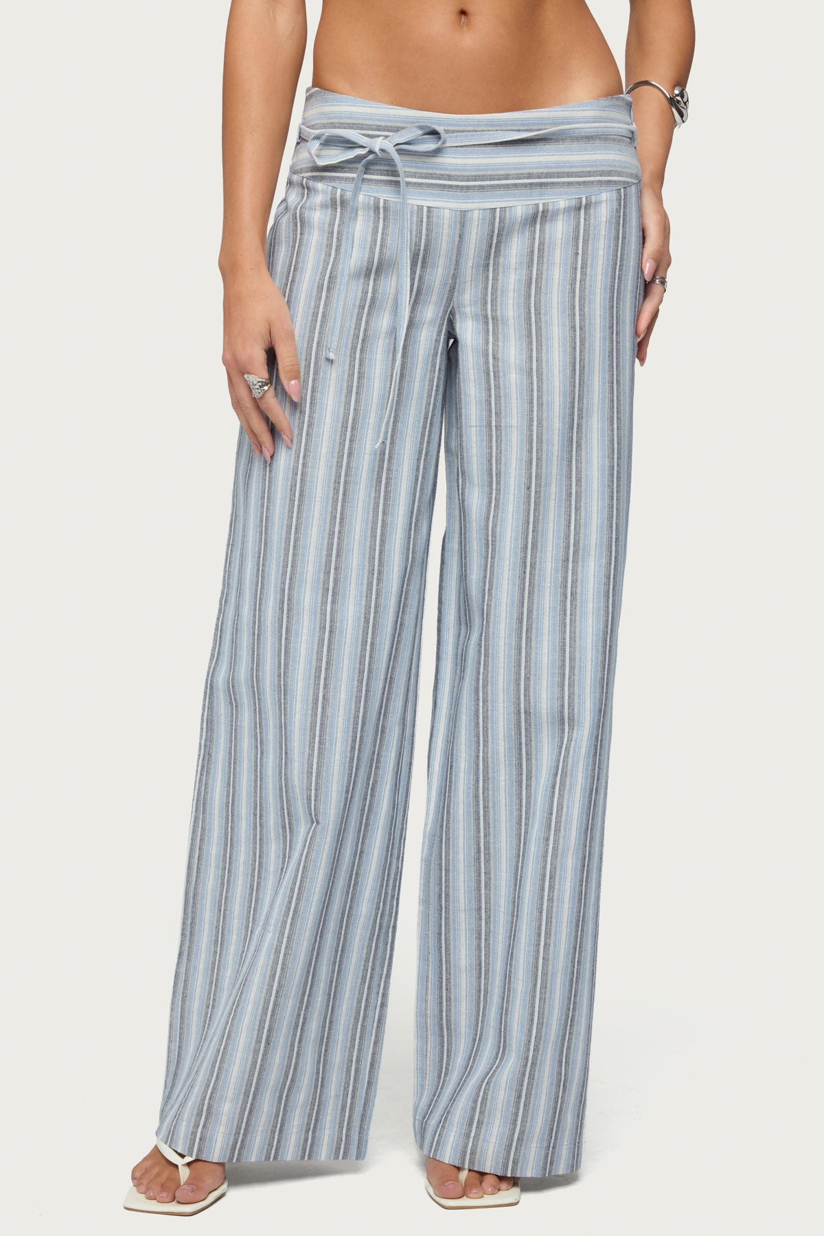 Chera Striped Wide Leg Pants - BLUE