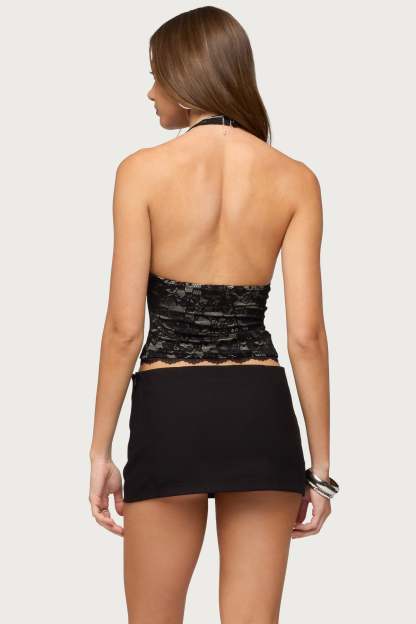 Dessa Lace Halter Top - BLACK