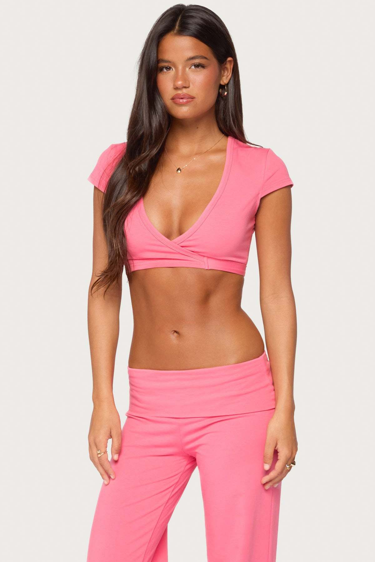 Laverne Wrap Crop Top - PINK