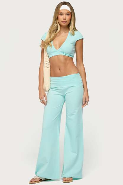 Laverne Wrap Crop Top - TURQUOISE