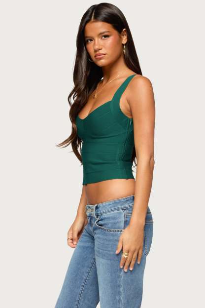 Ianthe Knit Bandage Top - GREEN