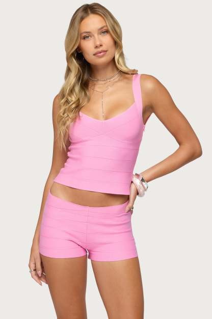 Ianthe Knit Bandage Top - PINK