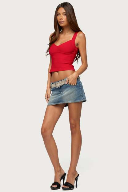 Ianthe Knit Bandage Top - RED