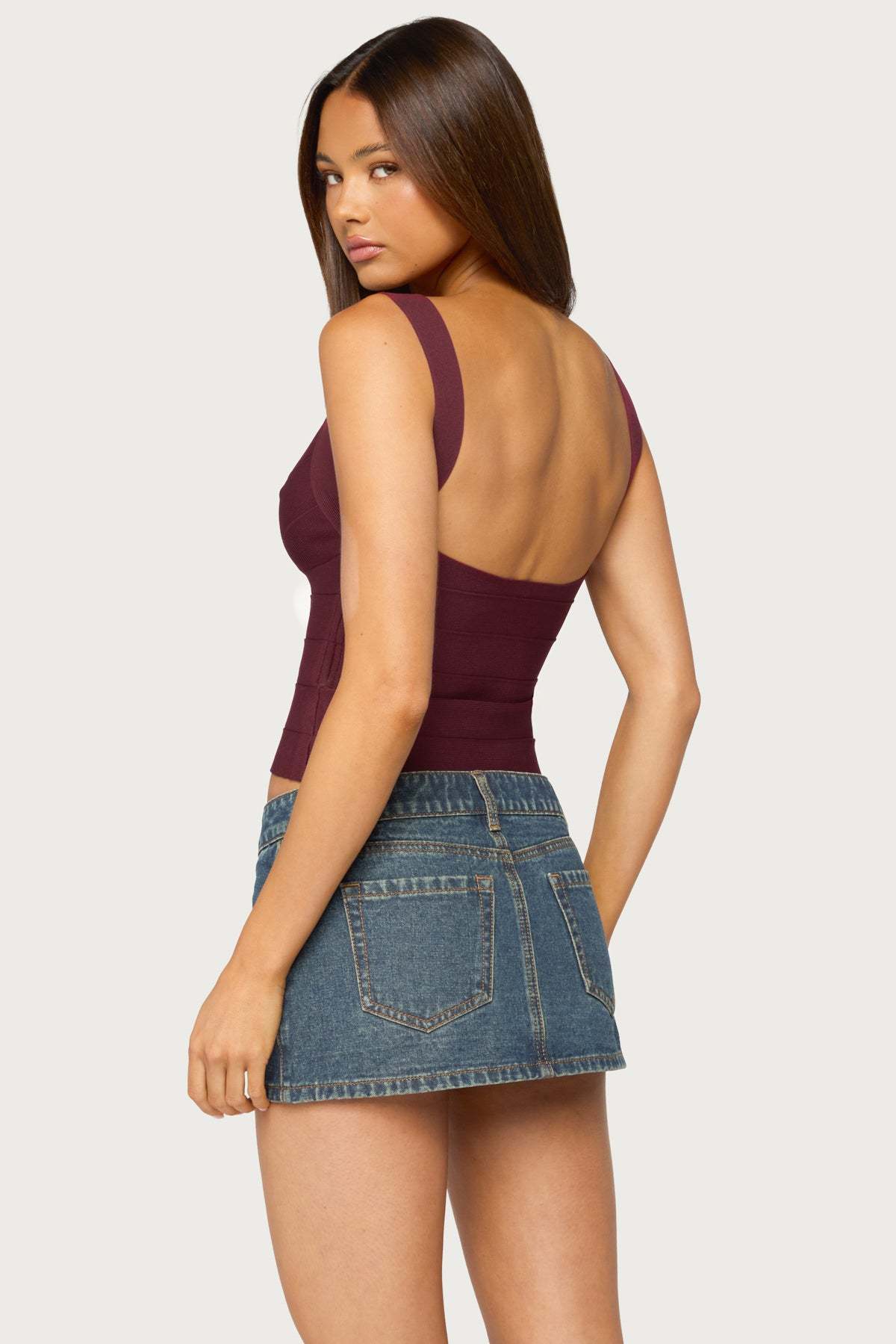 Ianthe Knit Bandage Top - WINE