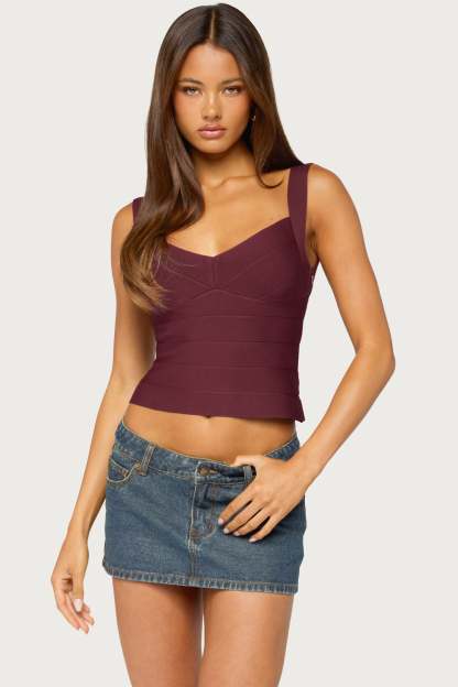Ianthe Knit Bandage Top - WINE