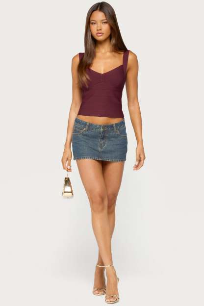 Ianthe Knit Bandage Top - WINE