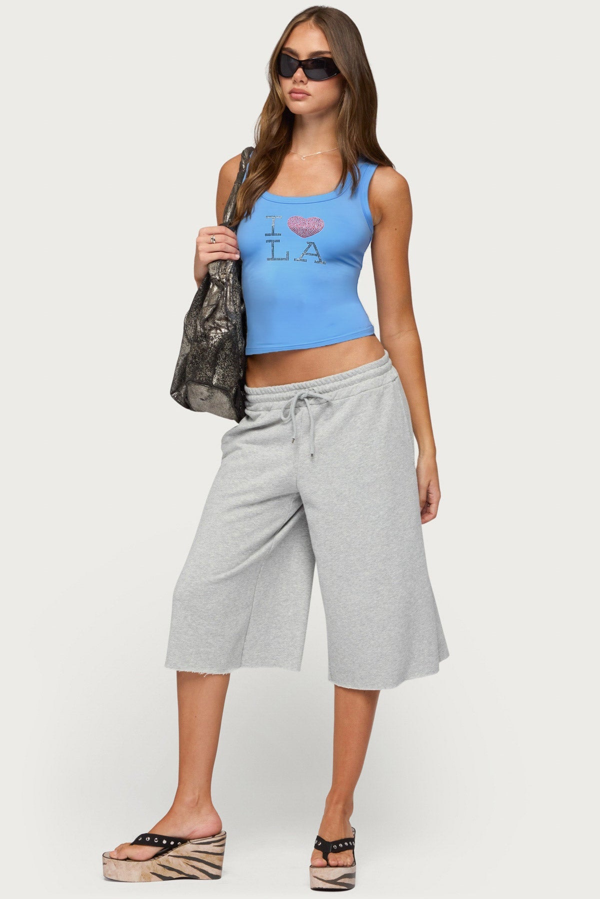 Amika Oversized Bermuda Shorts - GRAY-MELANGE