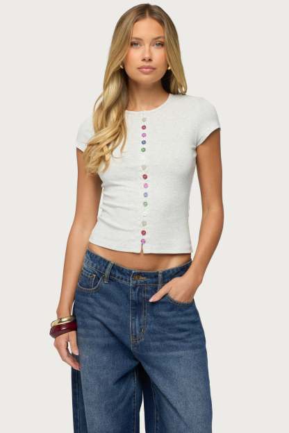 Cary Mixed Button Up T Shirt