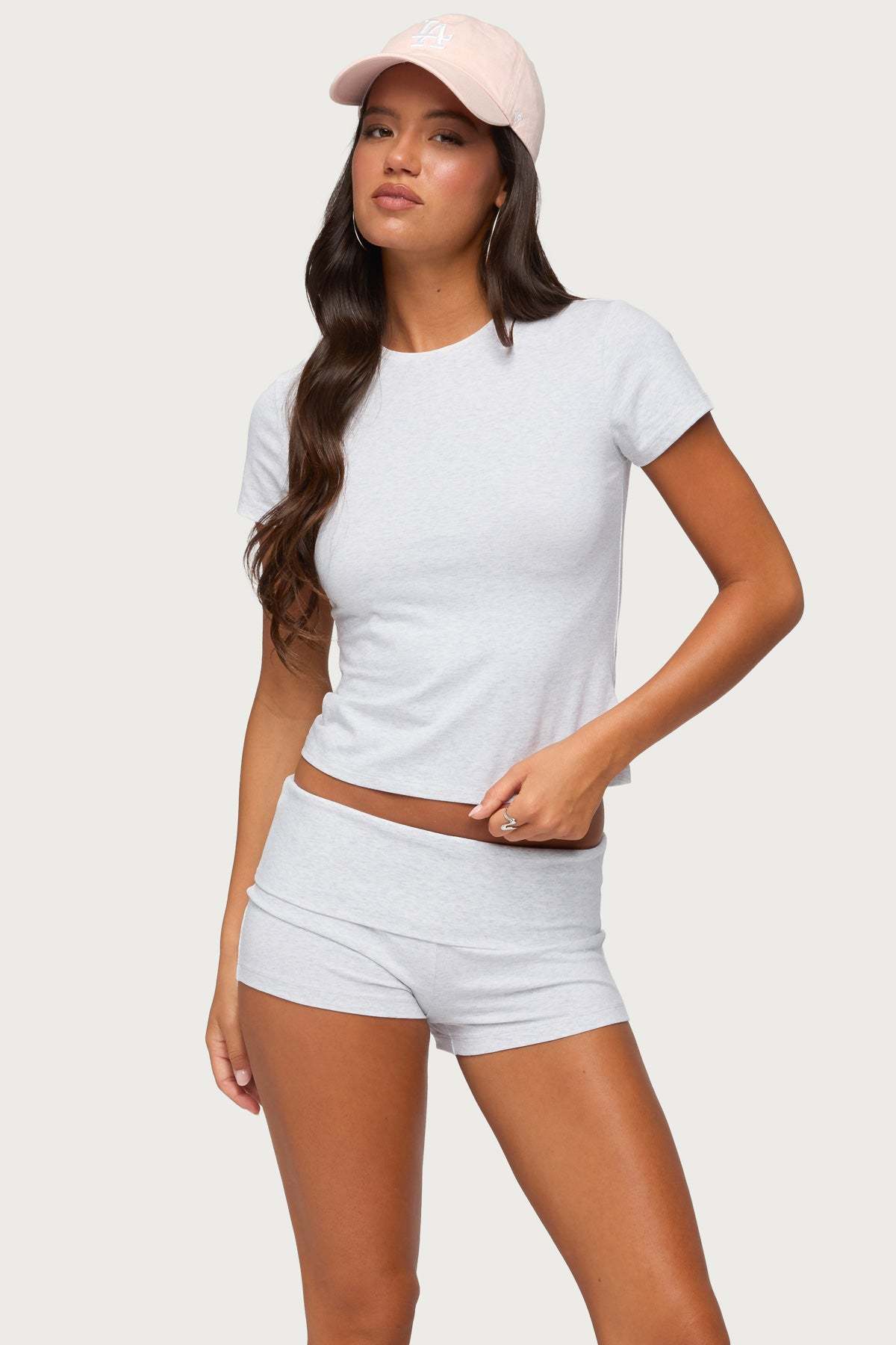 Marleaux Fitted T Shirt - LIGHT-GRAY-MELANGE