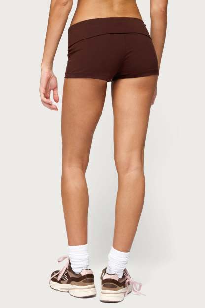 Marleaux Foldover Shorts - BROWN