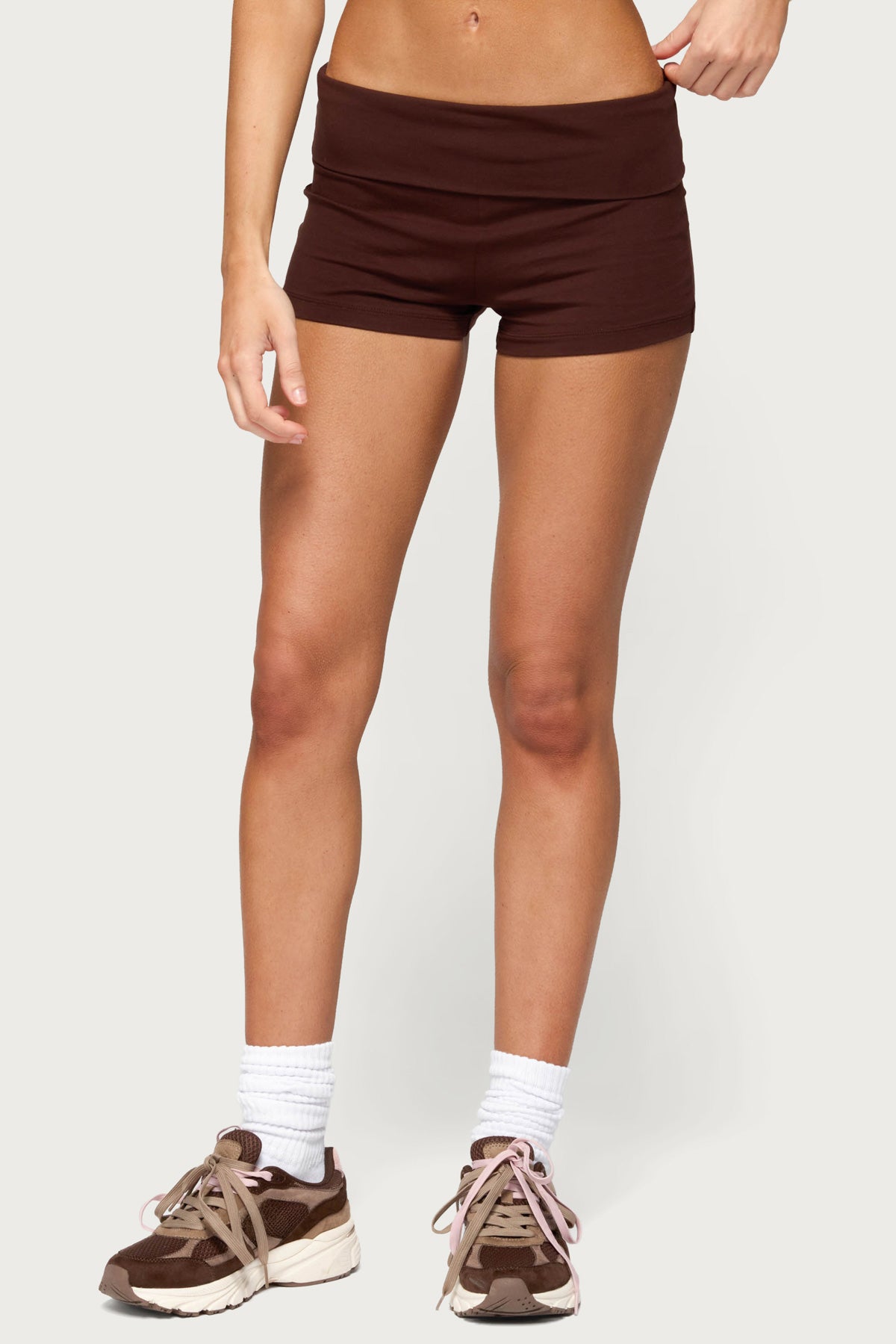 Marleaux Foldover Shorts - BROWN