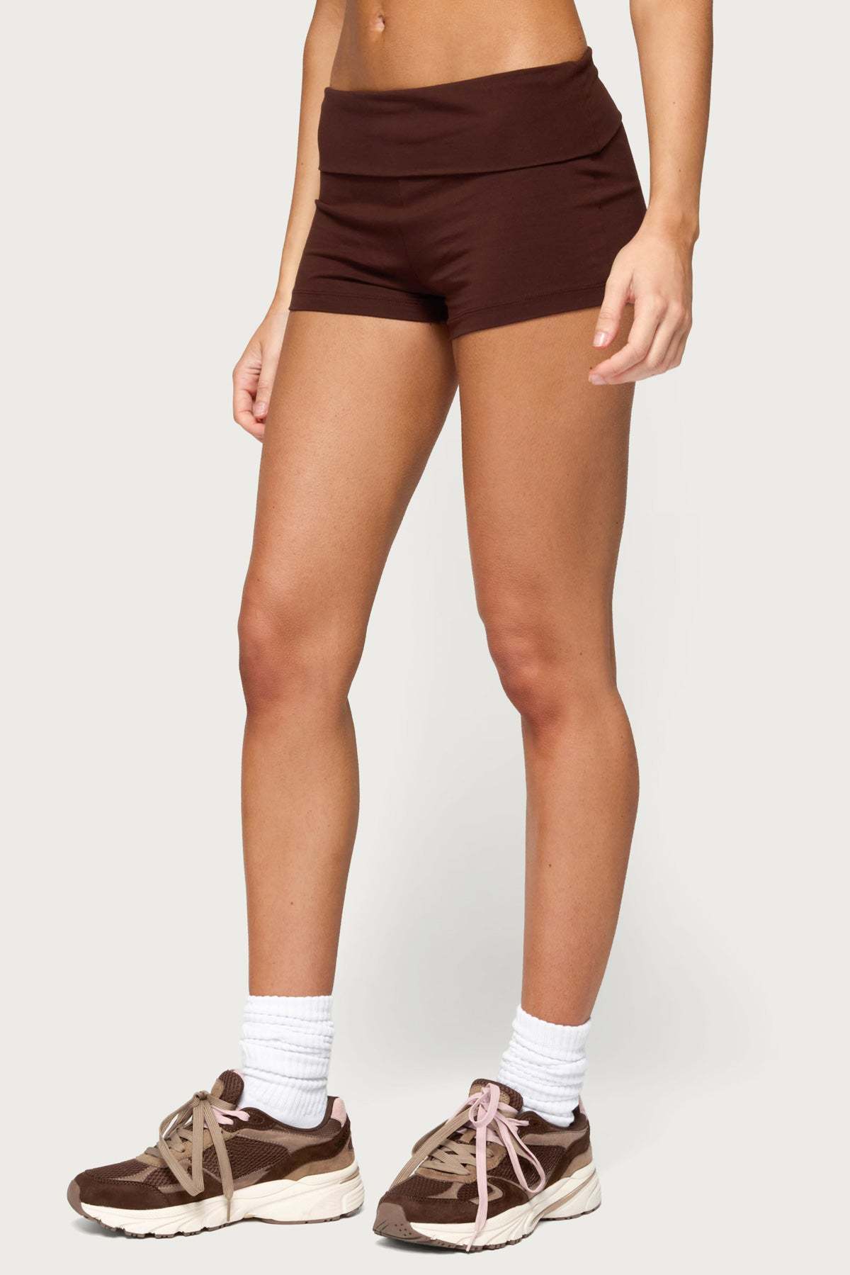 Marleaux Foldover Shorts - BROWN