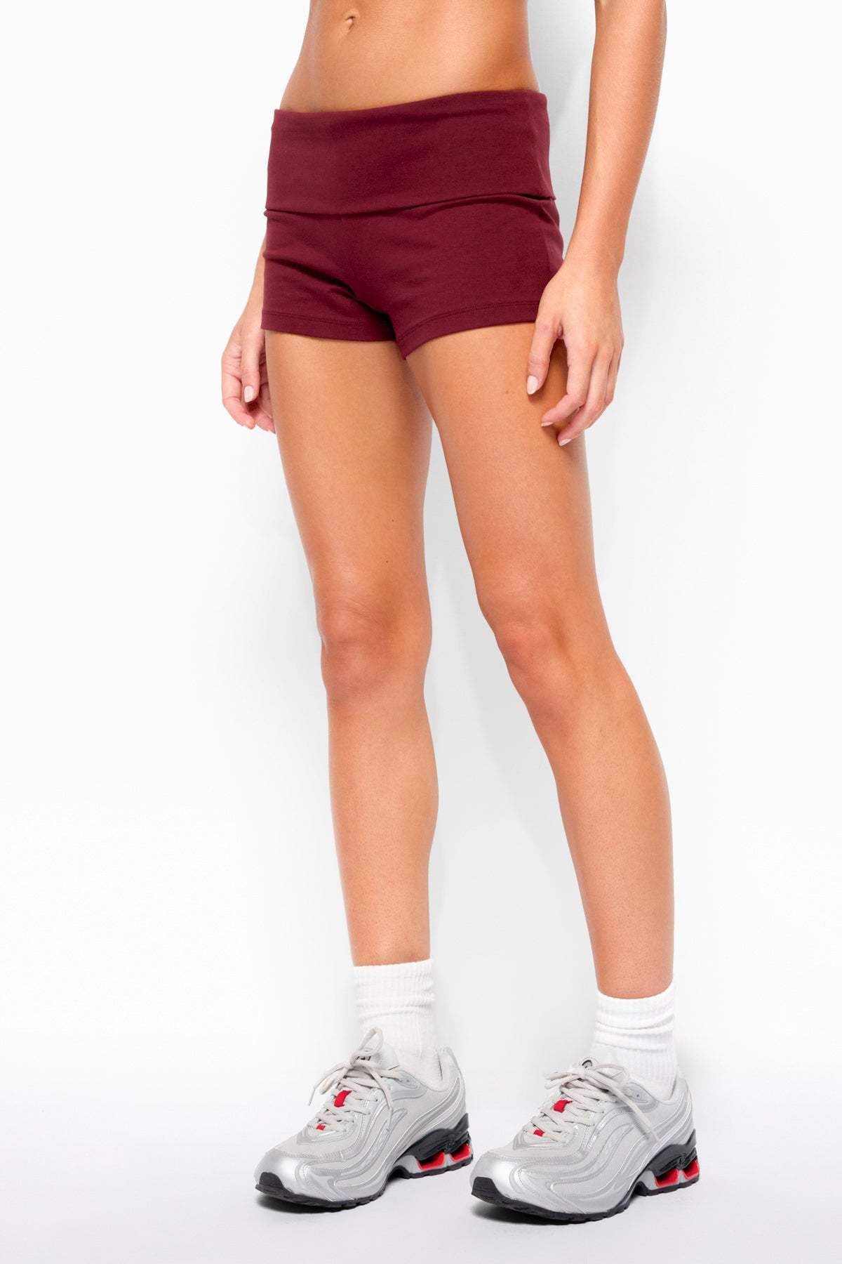 Marleaux Foldover Shorts - BURGUNDY