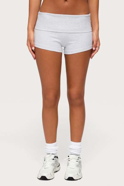 Marleaux Foldover Shorts - LIGHT-GRAY-MELANGE