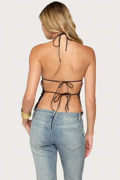 Yanitza Lace Halter Top - BLACK