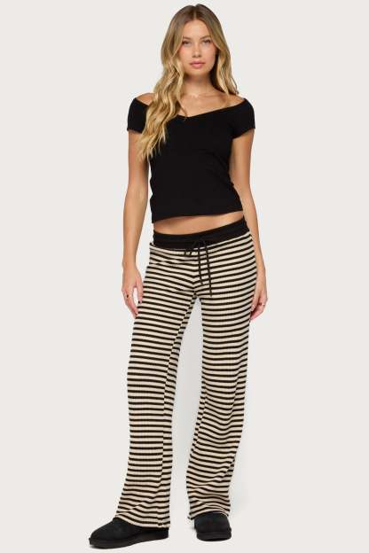 Calie Off Shoulder V Neck Top - BLACK