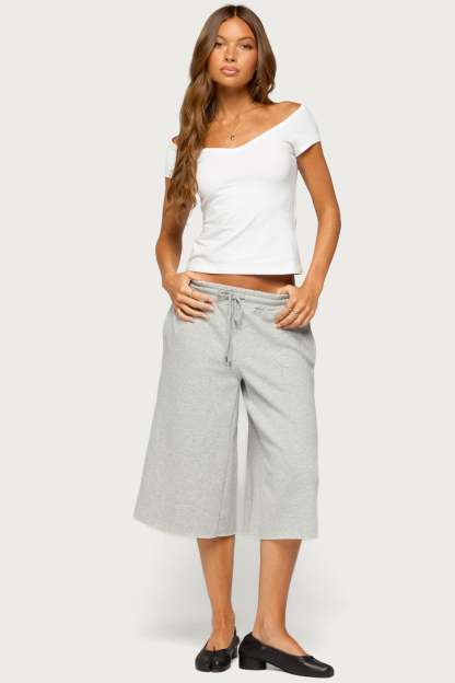 Calie Off Shoulder V Neck Top - WHITE