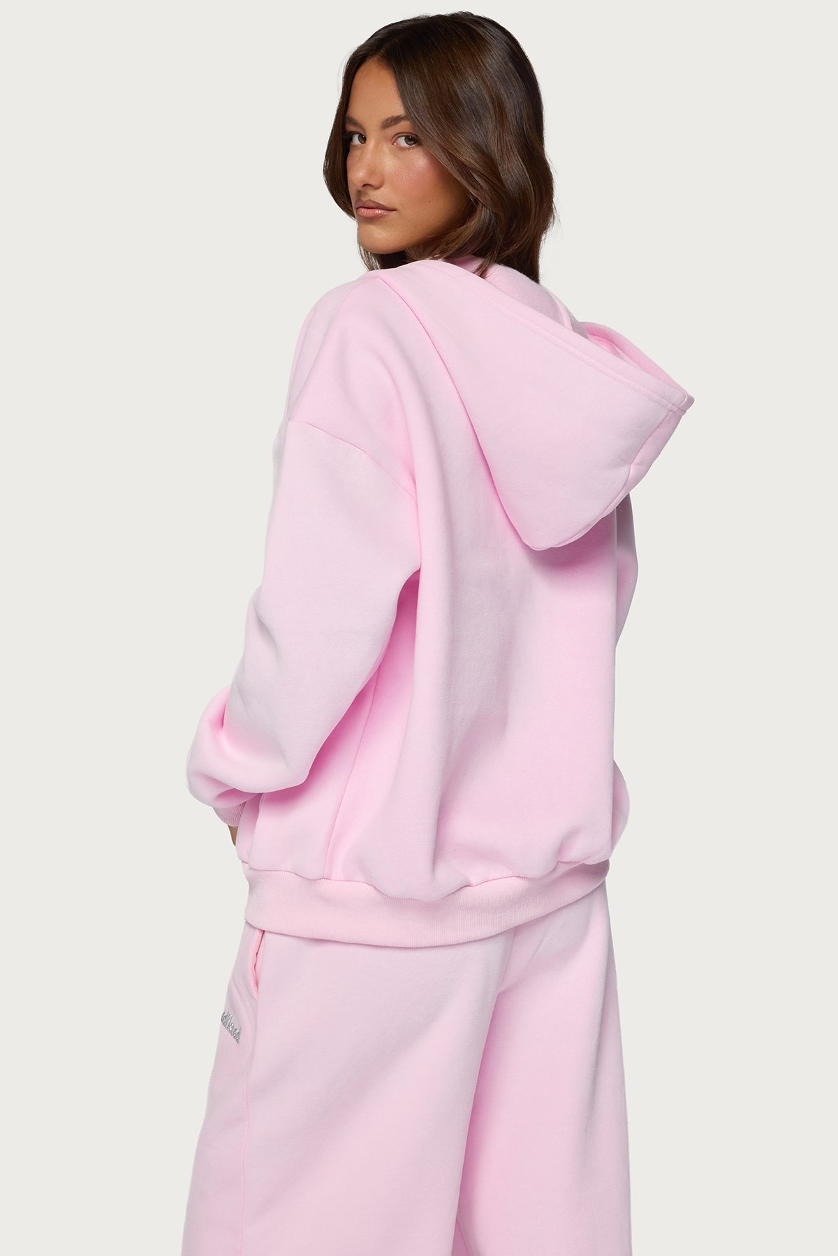 Edikted Diva Zip Up Hoodie - LIGHT-PINK