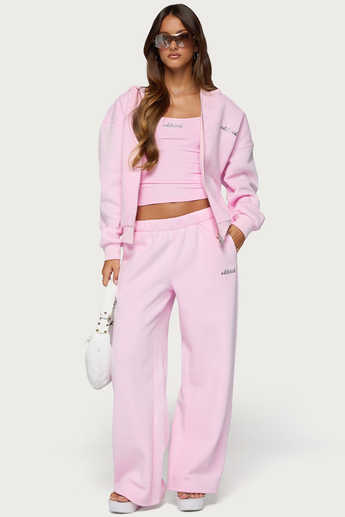 Edikted Diva Zip Up Hoodie - LIGHT-PINK
