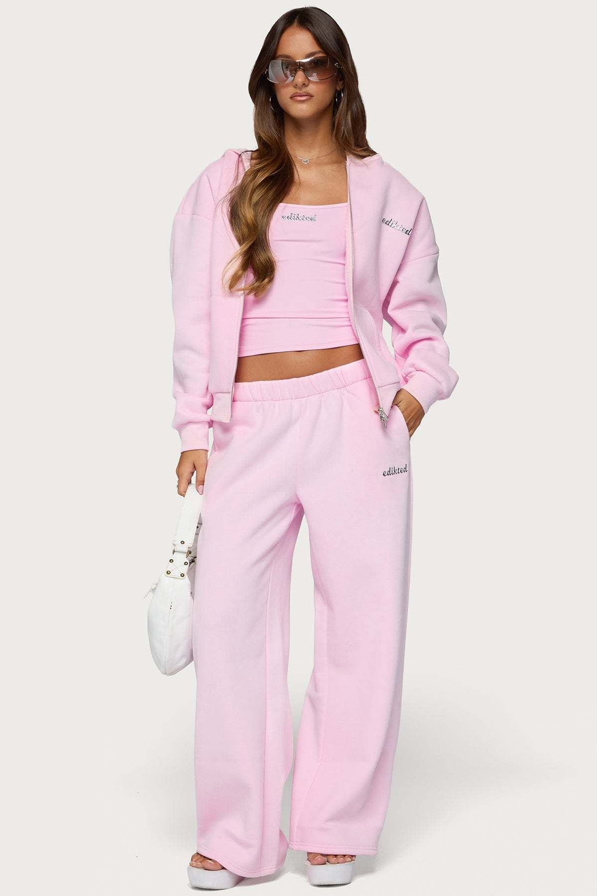 Edikted Diva Zip Up Hoodie - LIGHT-PINK