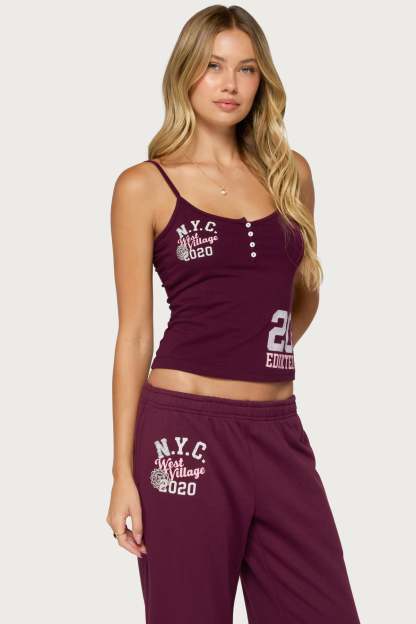 Edikted 2020 Henley Tank Top - PLUM