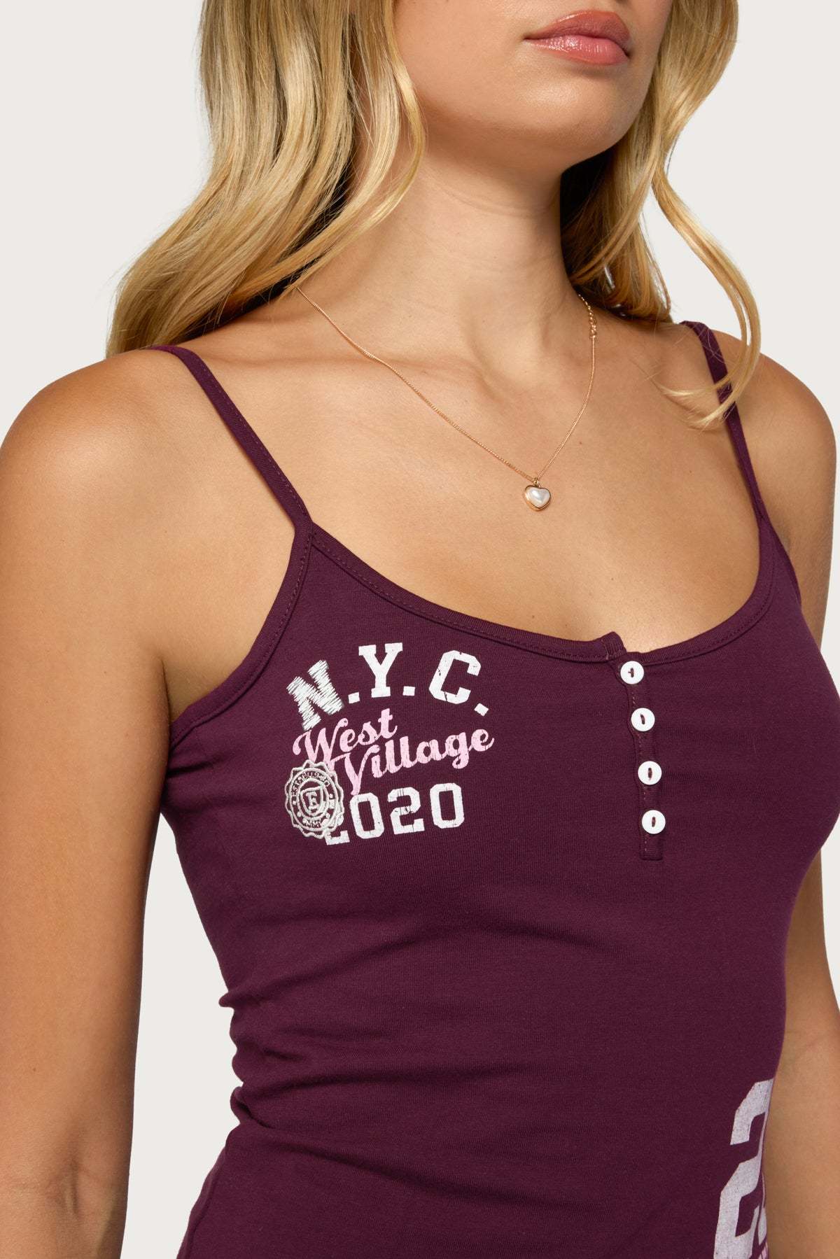 Edikted 2020 Henley Tank Top - PLUM