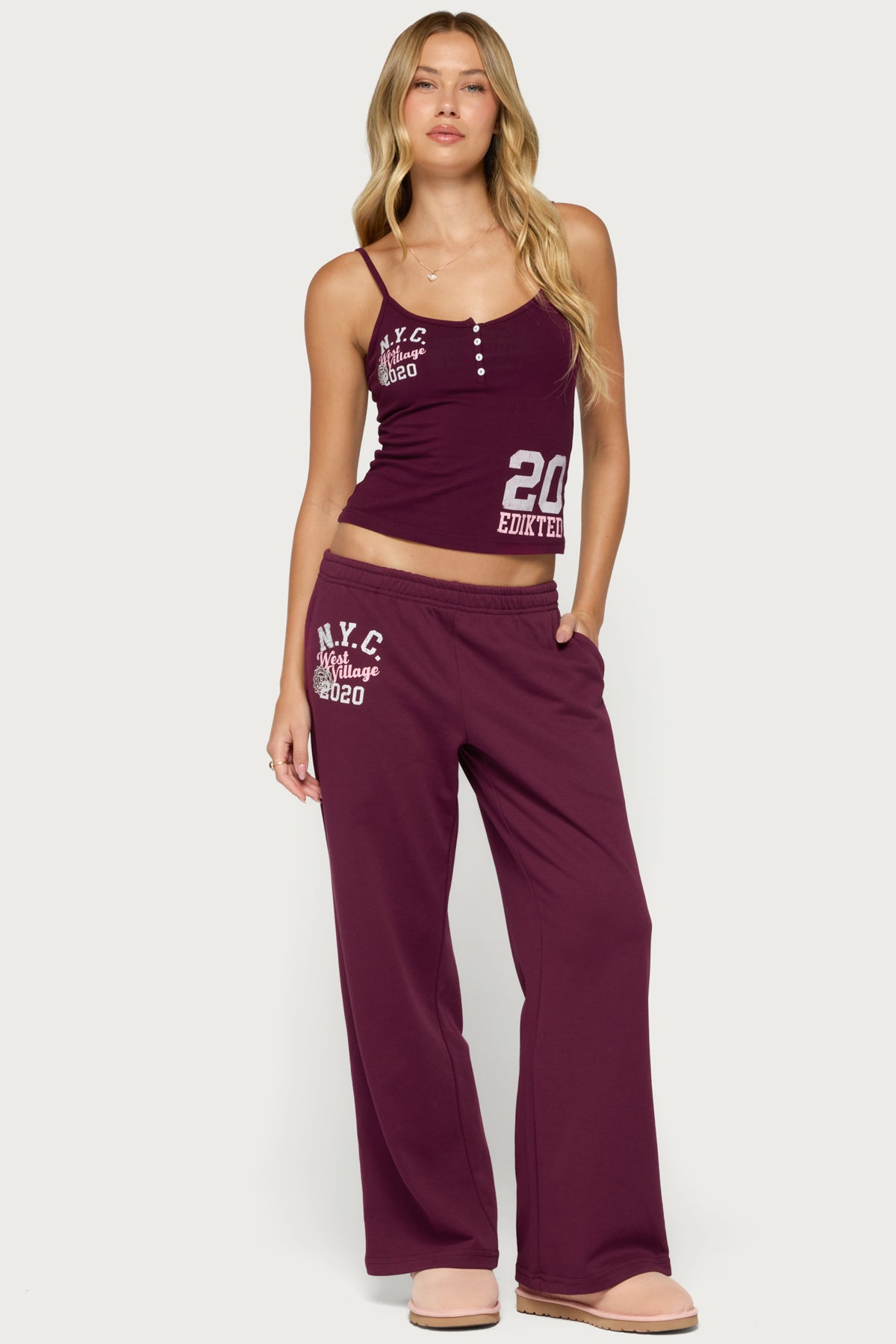 Edikted 2020 Henley Tank Top - PLUM