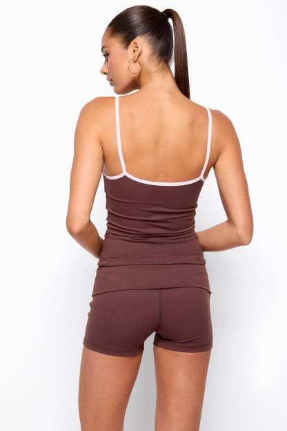 Ambar Reversible Contrast Tank Top - BROWN-AND-PINK