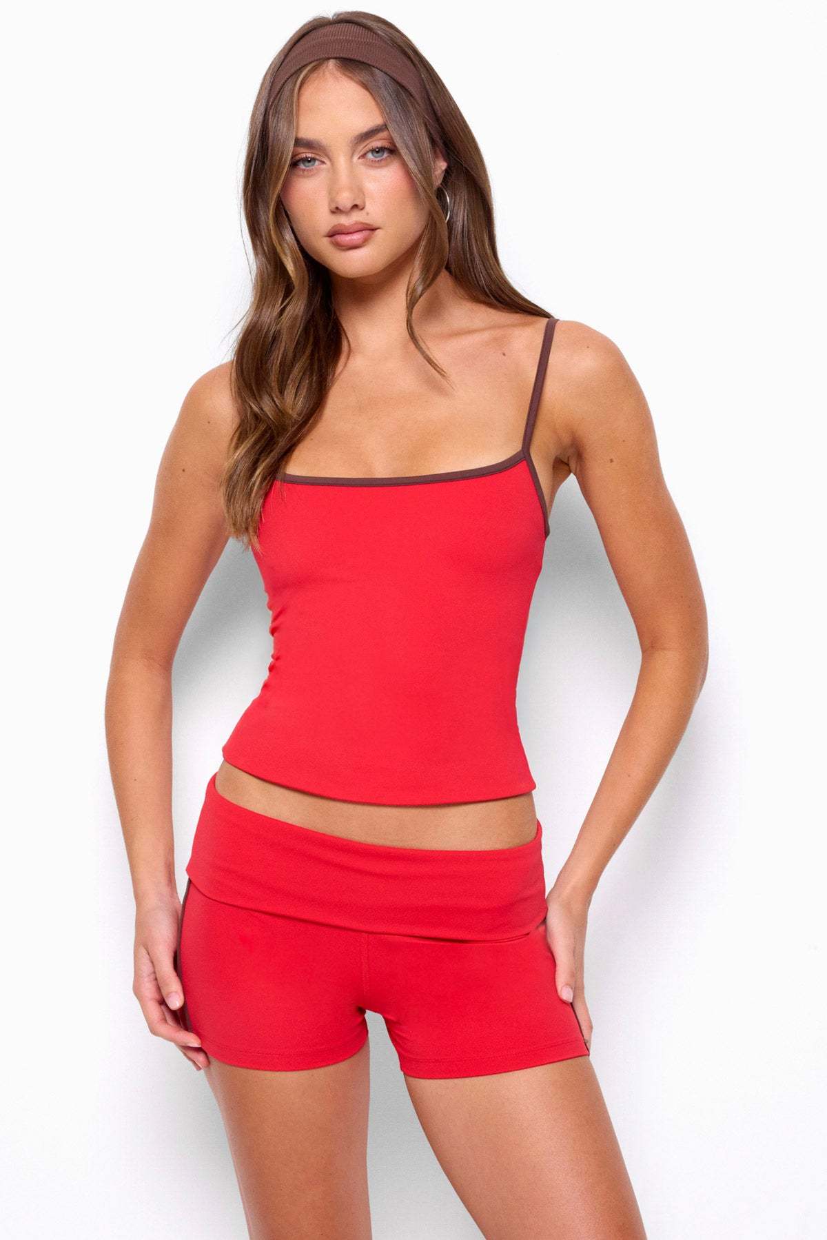 Ambar Reversible Contrast Tank Top - RED-AND-BROWN
