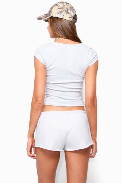 Chari Ribbed Scoop Neck T Shirt - LIGHT-GRAY-MELANGE