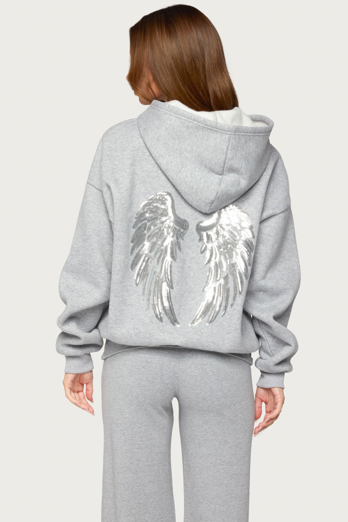Angel Energy Sequin Hoodie - GRAY-MELANGE