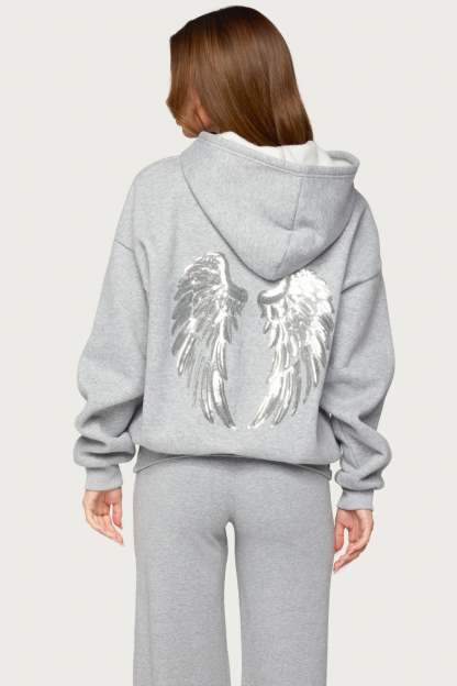 Angel Energy Sequin Hoodie - GRAY-MELANGE