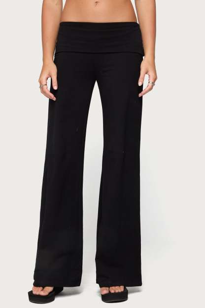 Angel Energy Sequin Foldover Pants - BLACK