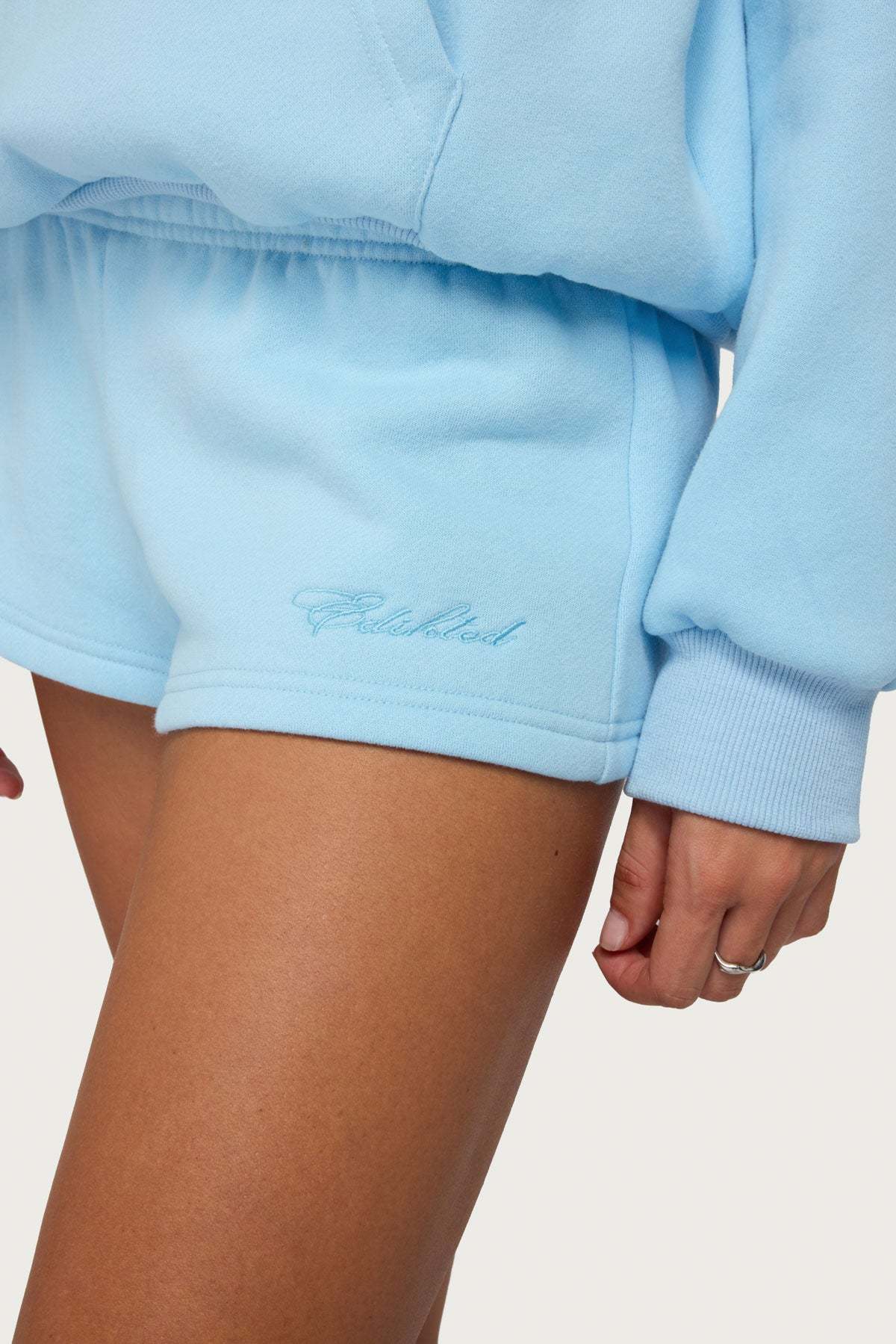 Basic Girl Low Rise Sweat Shorts - LIGHT-BLUE