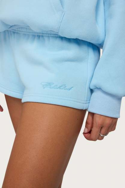 Basic Girl Low Rise Sweat Shorts - LIGHT-BLUE