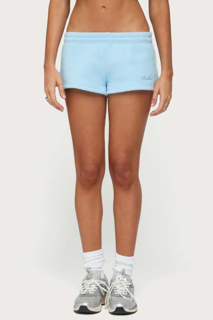 Basic Girl Low Rise Sweat Shorts - LIGHT-BLUE