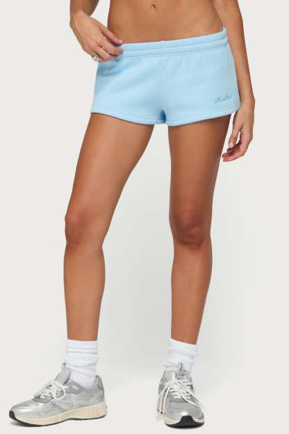 Basic Girl Low Rise Sweat Shorts - LIGHT-BLUE