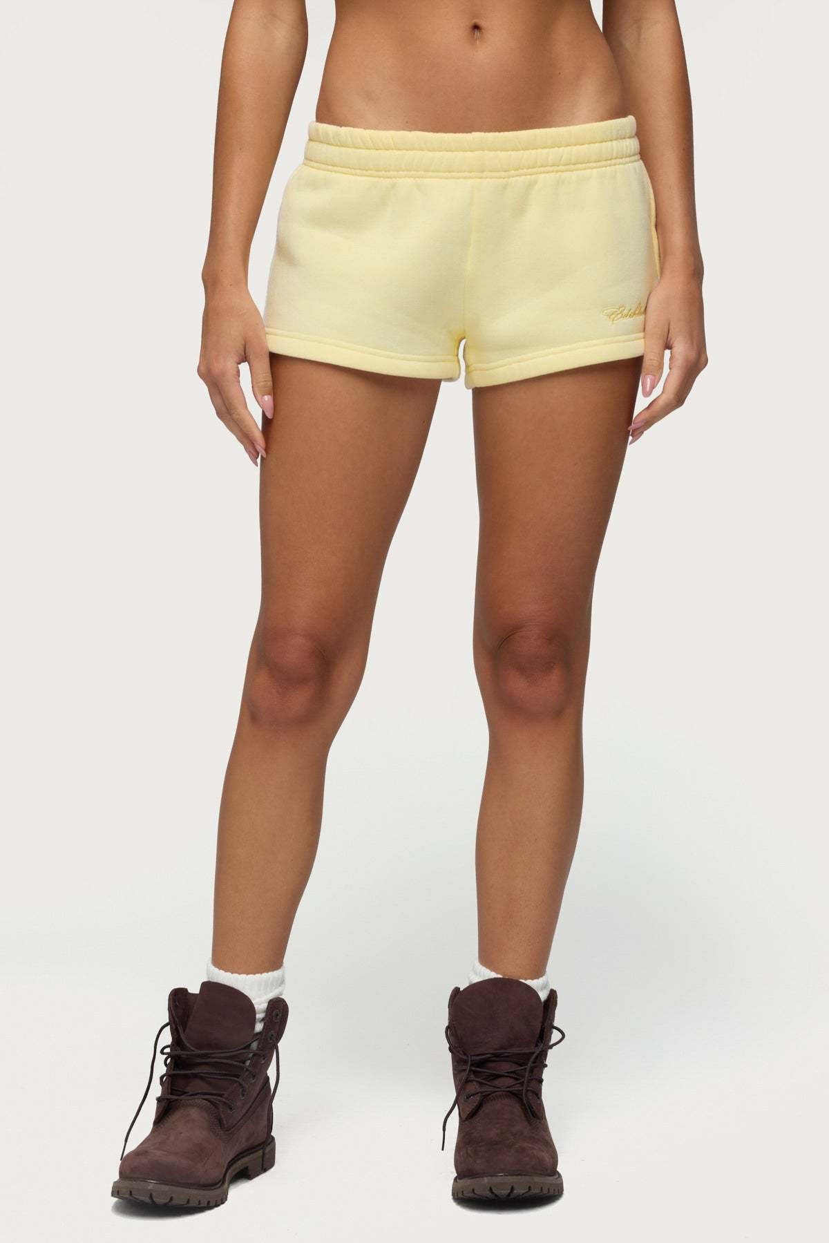 Basic Girl Low Rise Sweat Shorts - YELLOW