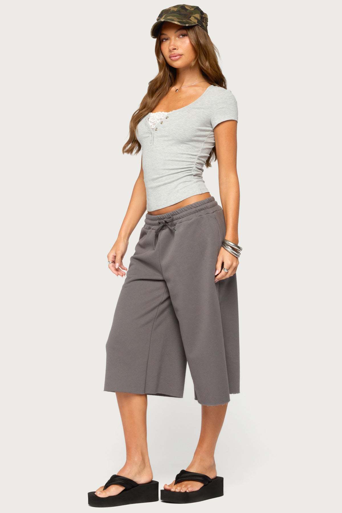 Amika Oversized Bermuda Shorts - DARK-GRAY