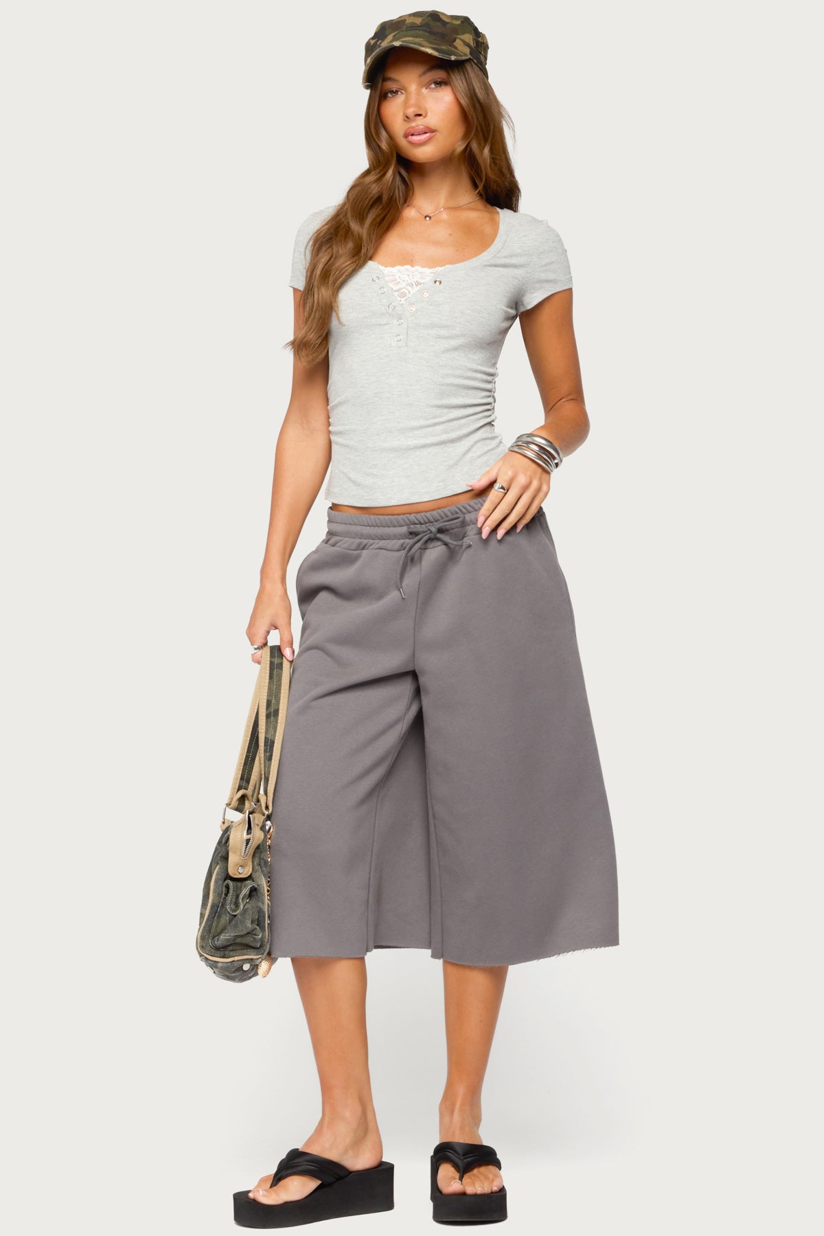 Amika Oversized Bermuda Shorts - DARK-GRAY