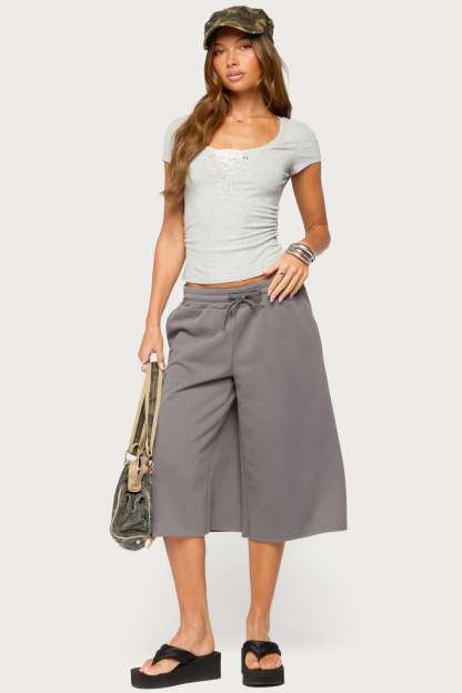 Amika Oversized Bermuda Shorts - DARK-GRAY