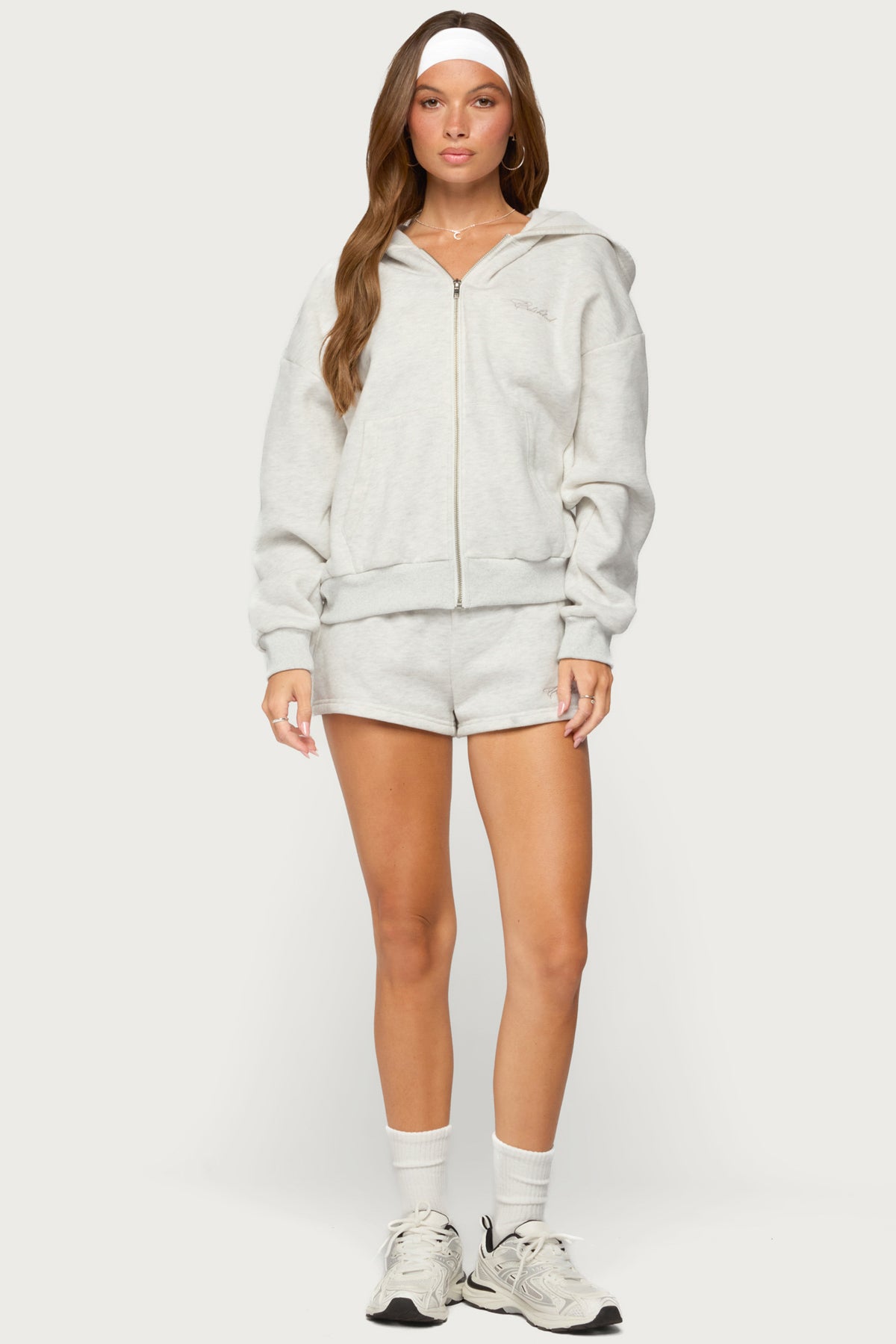 Basic Girl Zip Up Hoodie - LIGHT-GRAY-MELANGE