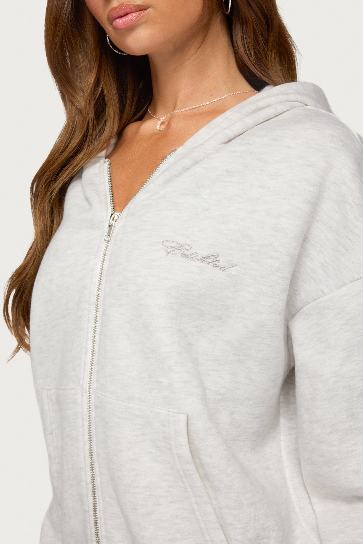 Basic Girl Zip Up Hoodie - LIGHT-GRAY-MELANGE