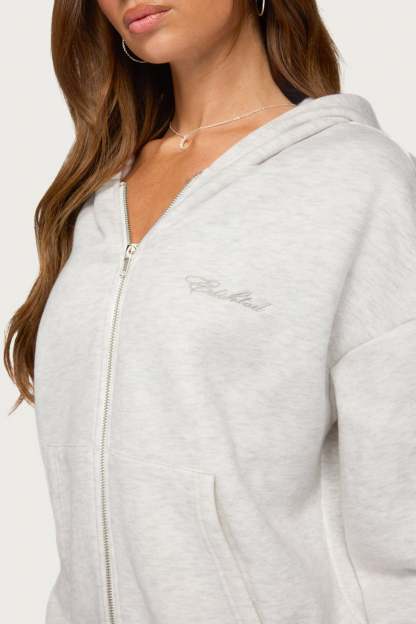 Basic Girl Zip Up Hoodie - LIGHT-GRAY-MELANGE