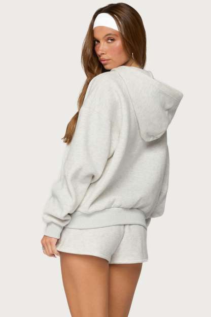 Basic Girl Zip Up Hoodie - LIGHT-GRAY-MELANGE
