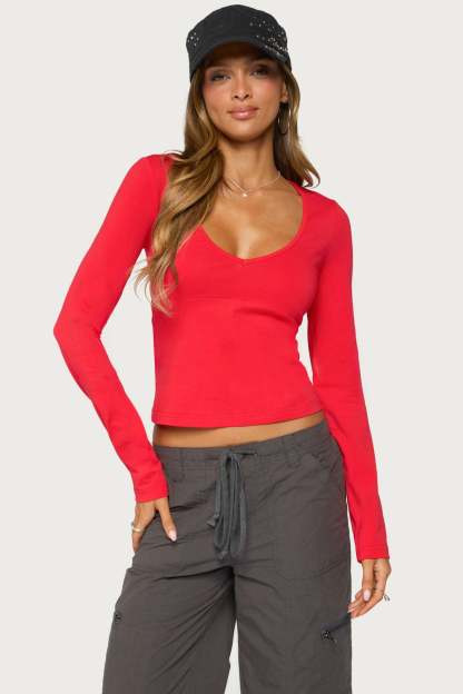 Feva V Neck Long Sleeve Top