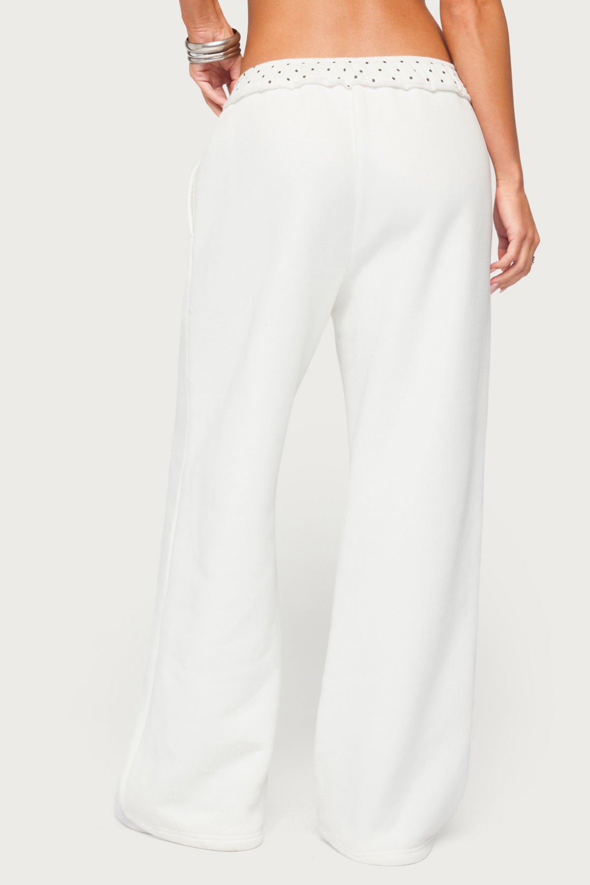 Deila Polka Dot Edikted Sweatpants - WHITE