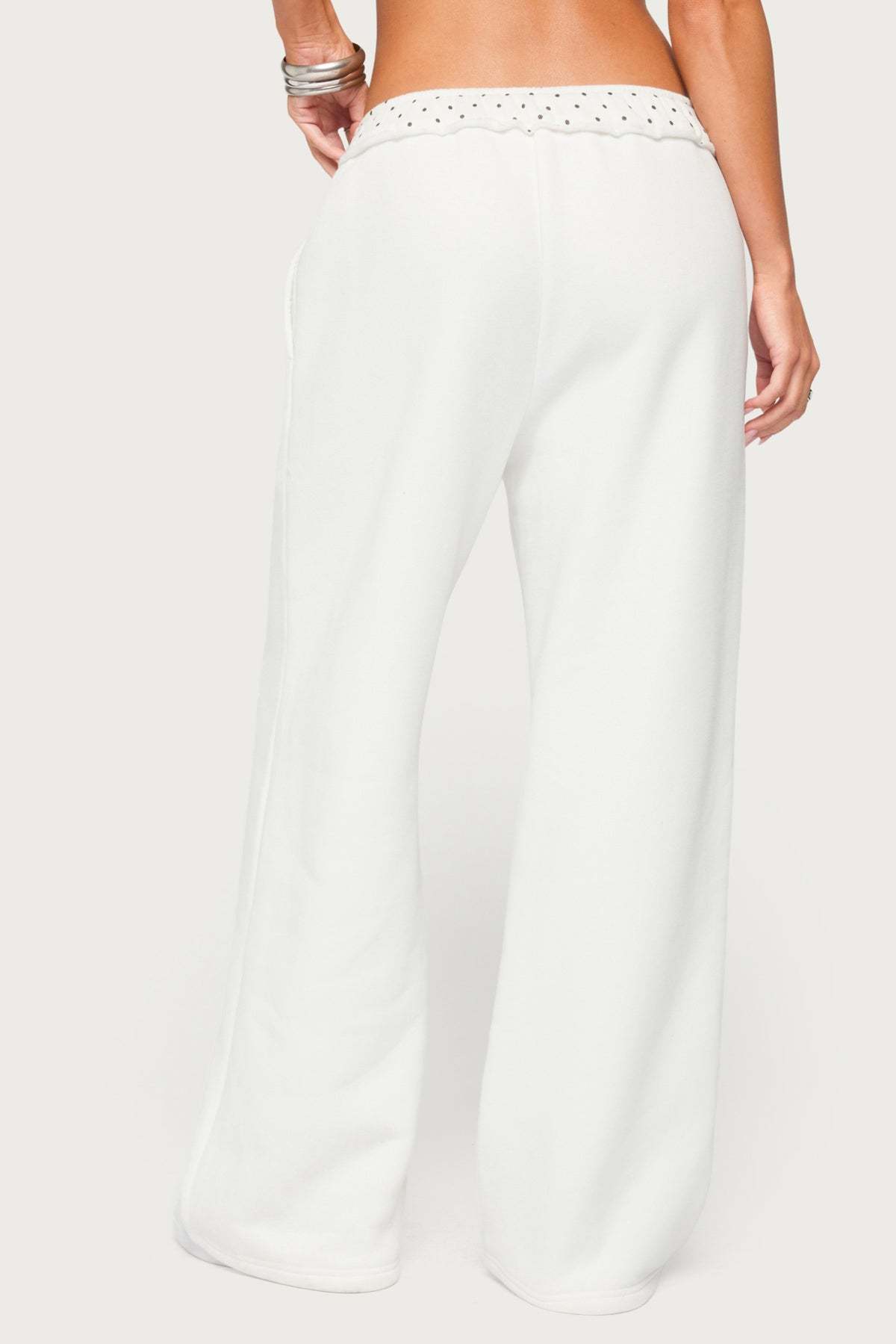 Deila Polka Dot Edikted Sweatpants - WHITE