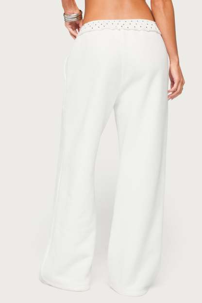 Deila Polka Dot Edikted Sweatpants - WHITE