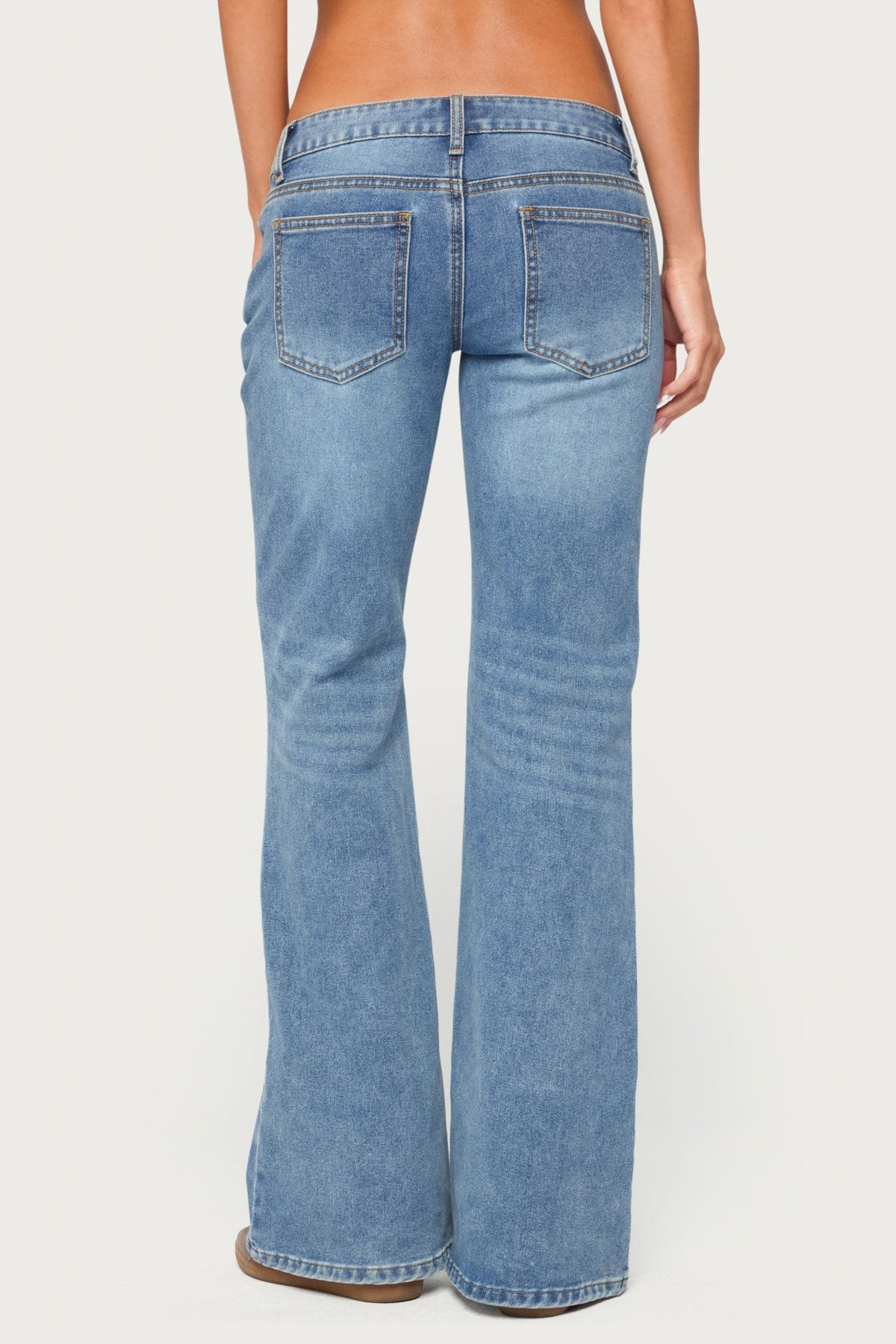 Girla Low Rise Wide Leg Jeans - BLUE-WASHED